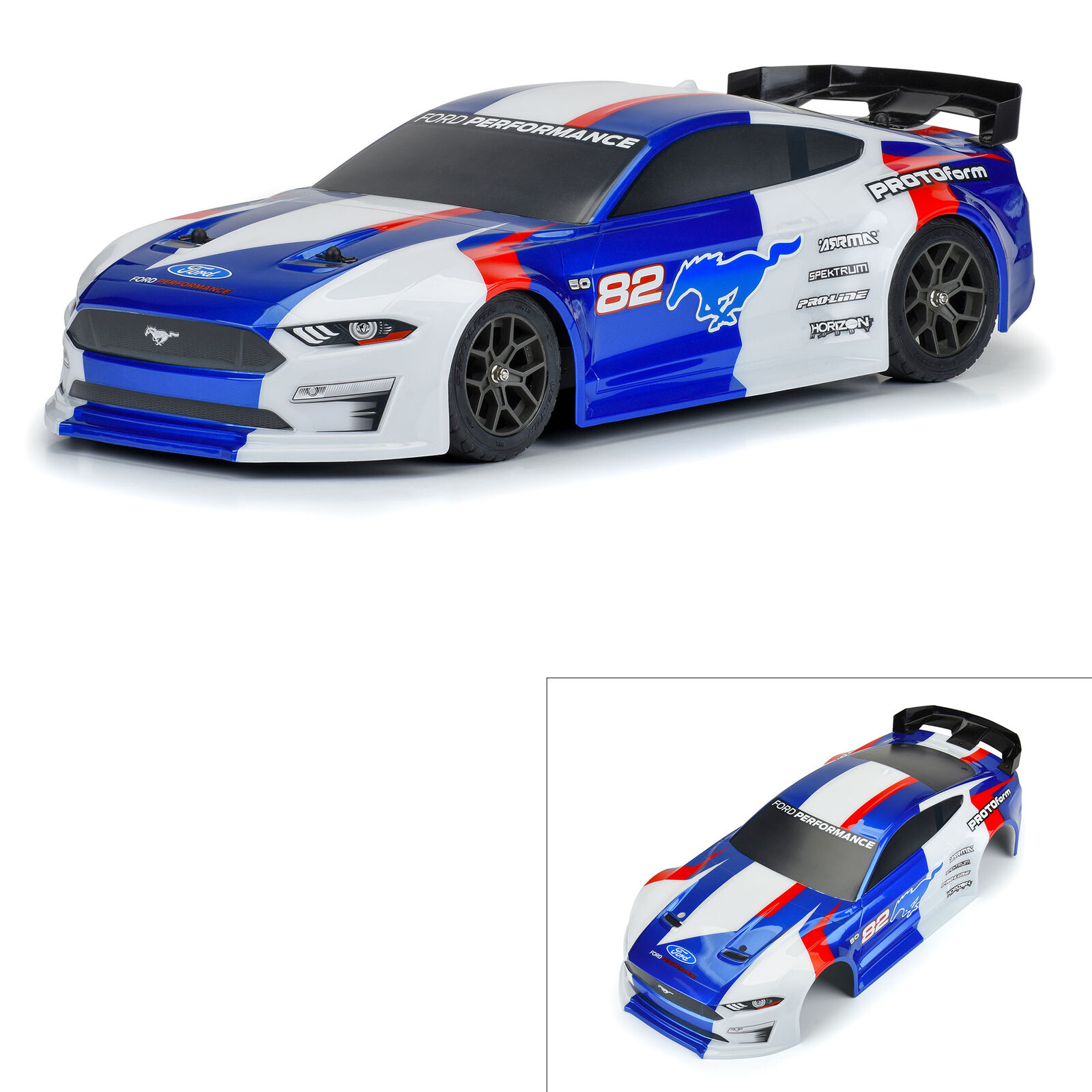 | Infraction (Blue): Pro-Line Ford - 3S PROTOform Racing Pro-line 1/8 2021 Mustang Painted Body & Vendetta